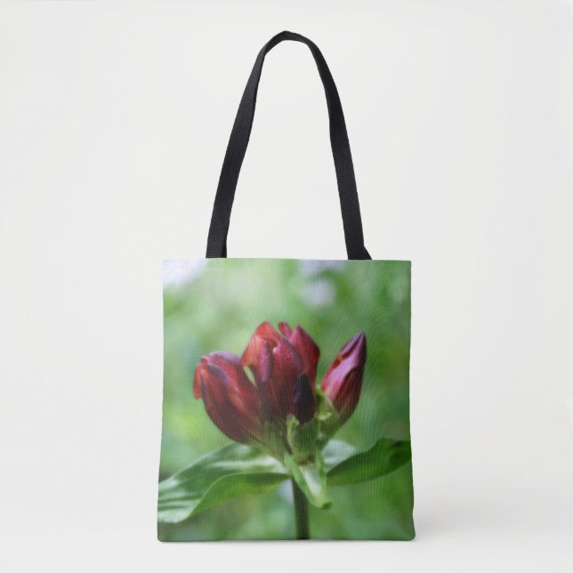 Red Gentian Flower In Bloom  Tote Bag (Front)