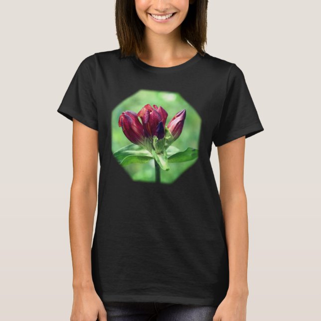 Red Gentian Flower Nature  T-Shirt (Front)