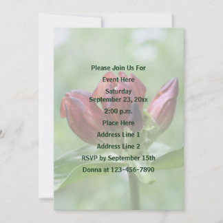 Red Gentian Flower Party Invitation