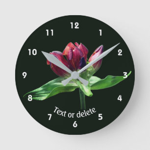 Red Gentian Flower Personalized Round Clock