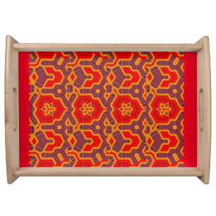 Red Geo Wedding Housewarming Holiday  Serving Tray