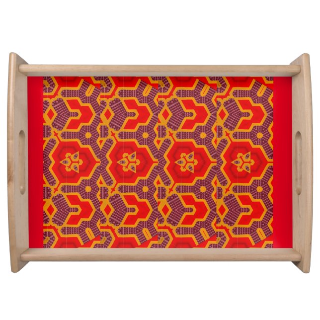 Red Geo Wedding Housewarming Holiday  Serving Tray (Front)