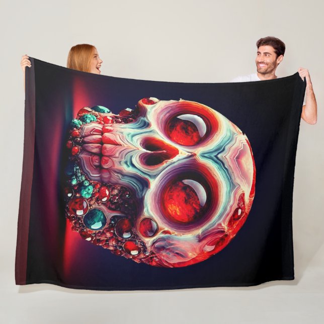 Red Geode Skull Fleece Blanket (In Situ)