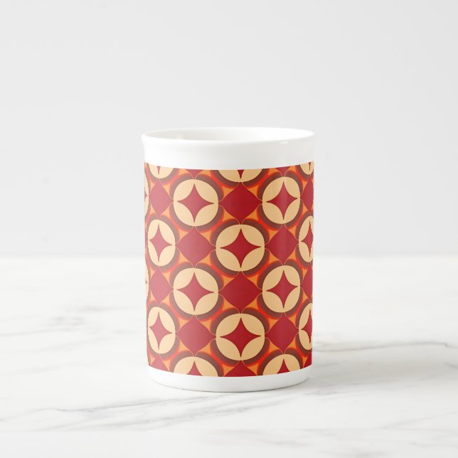 🔴Red Geometric Abstract Decor Modern✨ Bone China Mug (Front)