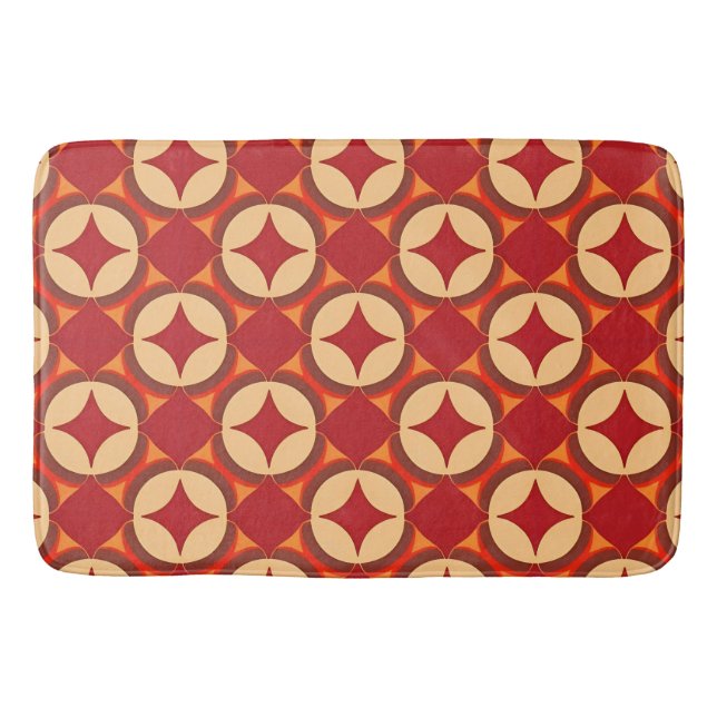 Red Geometric Abstract Design Bath Mat (Front)