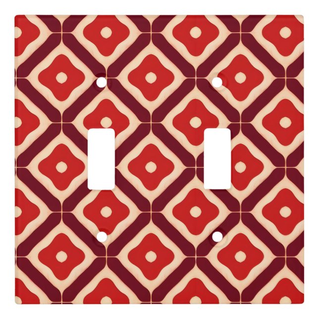 Red Geometric Abstract Design Light Switch Cover (Front)