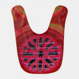 red geometric baby bib