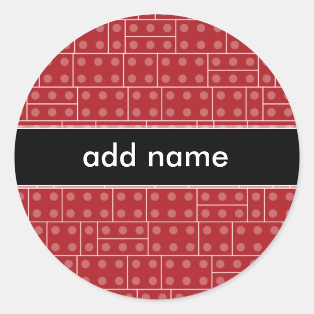 Red Geometric Building Block Pattern Classic Round Sticker (Front)