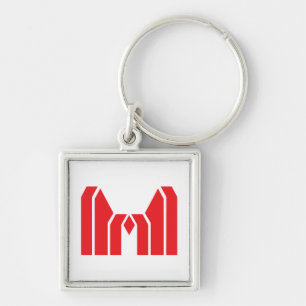 Red Geometric Crown Letter M Keychain