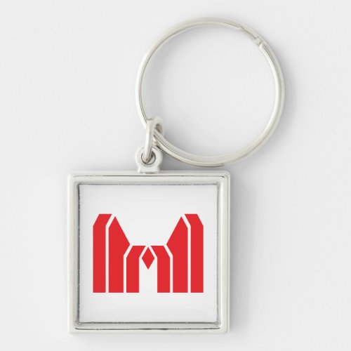 Red Geometric Crown Letter M Keychain