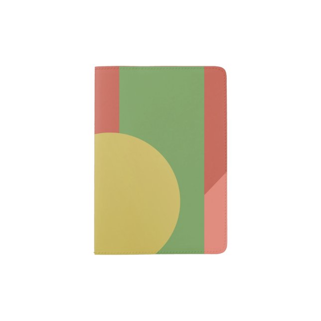 Red geometric fantasy, circles and squares passport holder (Front)