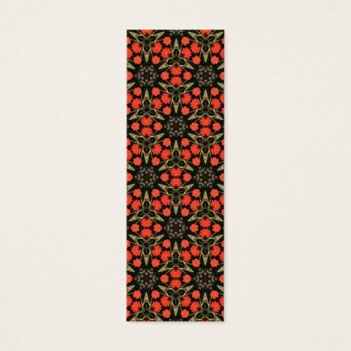 Customizable Red Geometric Floral Bookmark Business Cards