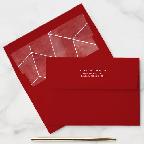 Red Geometric Gala Return Address Envelope