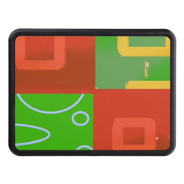 Red Geometric Green Loops Hitch Cover (Front)
