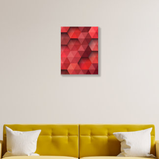Red Geometric Hexagon Photo Tile | Modern Abstract
