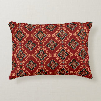 Red Geometric Indian Pattern Accent Pillow