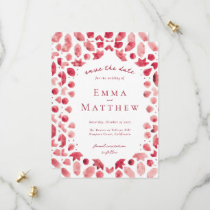 Red Geometric Intricate Pattern with QR Save The Date