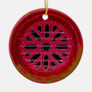red geometric mandala ornament