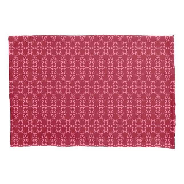 Red geometric ornament pattern retro pillow case (Front)