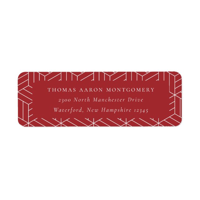 Red Geometric Pattern Address Label (Front)