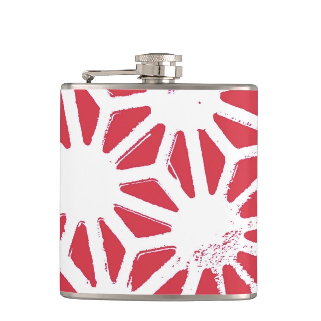 Red geometric pattern flask (Front)