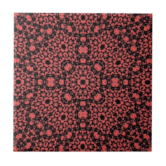 Red geometric pattern for kitchen bathroom table  ceramic tile (Front)