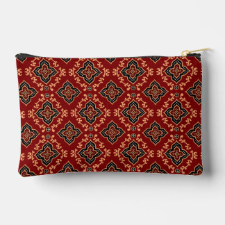 Red Geometric Pattern / Indian Print Accessory Pouch