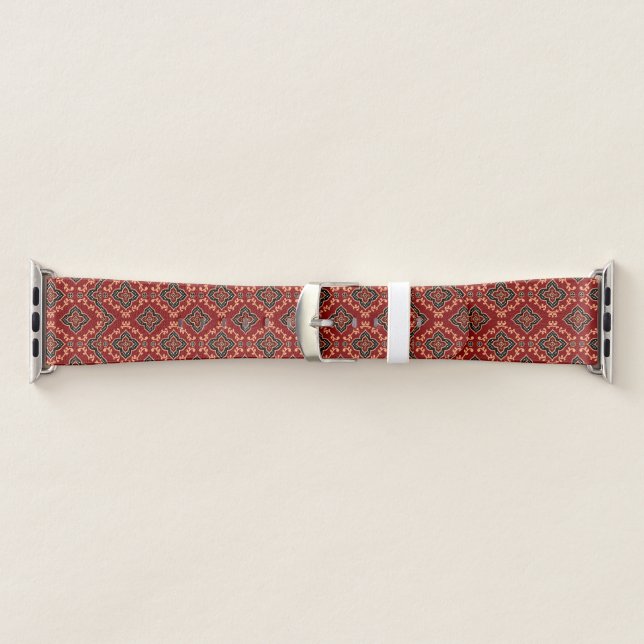 Red Geometric Pattern / Indian Print  Apple Watch Band (Band)