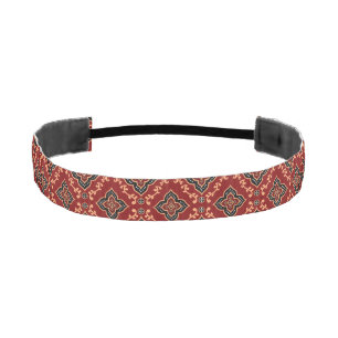 Red Geometric Pattern / Indian Print Athletic Headband