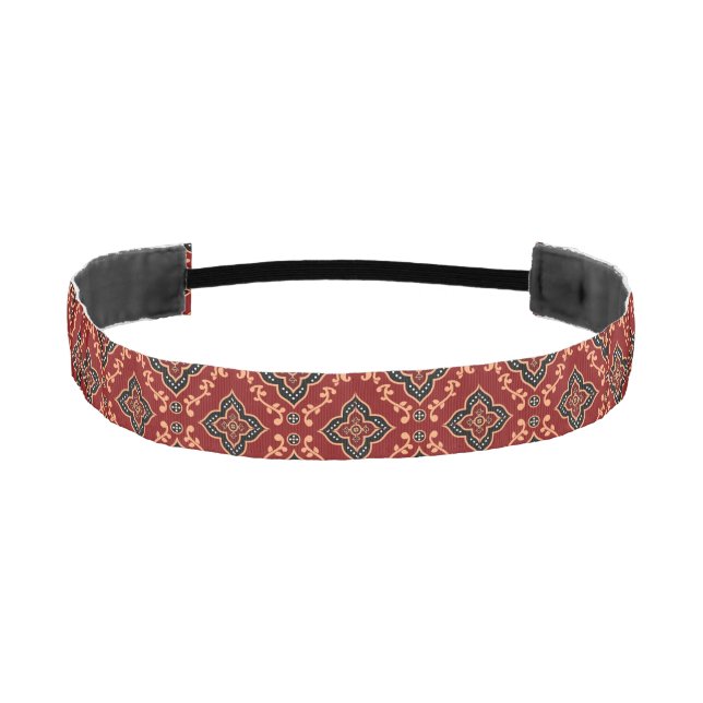 Red Geometric Pattern / Indian Print  Athletic Headband (Front)