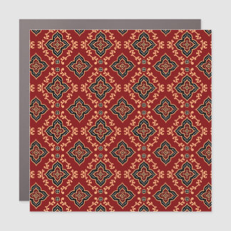 Red Geometric Pattern / Indian Print  Car Magnet