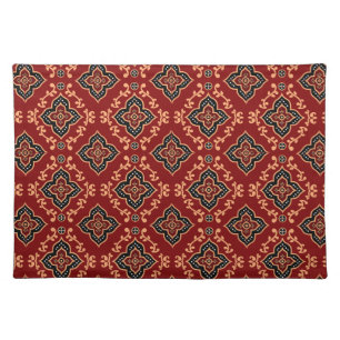 Red Geometric Pattern / Indian Print Cloth Placemat