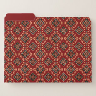 Red Geometric Pattern / Indian Print  File Folder