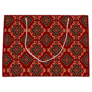 Red Geometric Pattern / Indian Print  Large Gift Bag