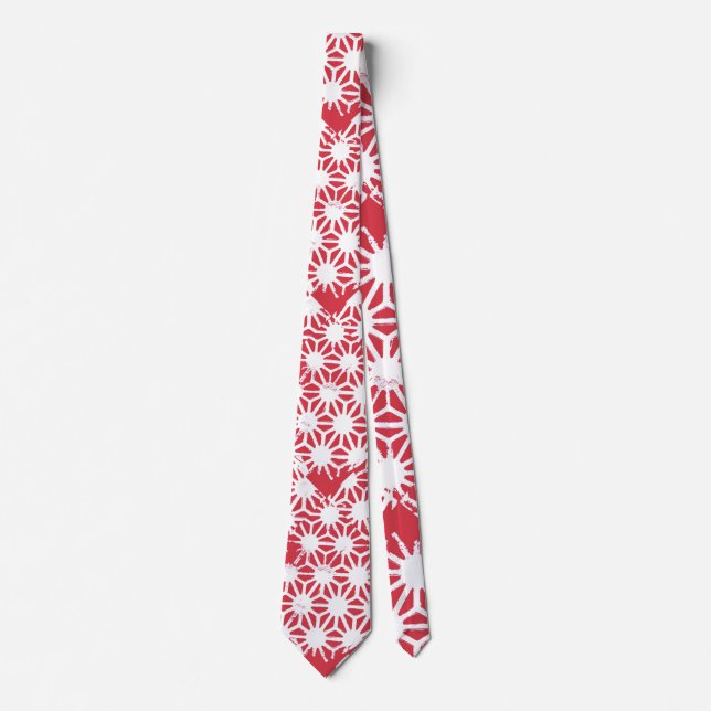 Red geometric pattern neck tie (Front)