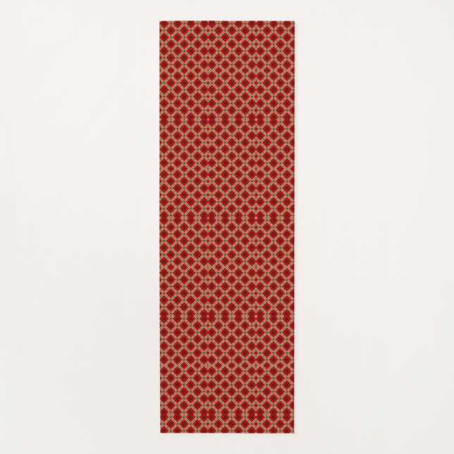 Red geometric pattern tie shown vertically  yoga mat (Front)