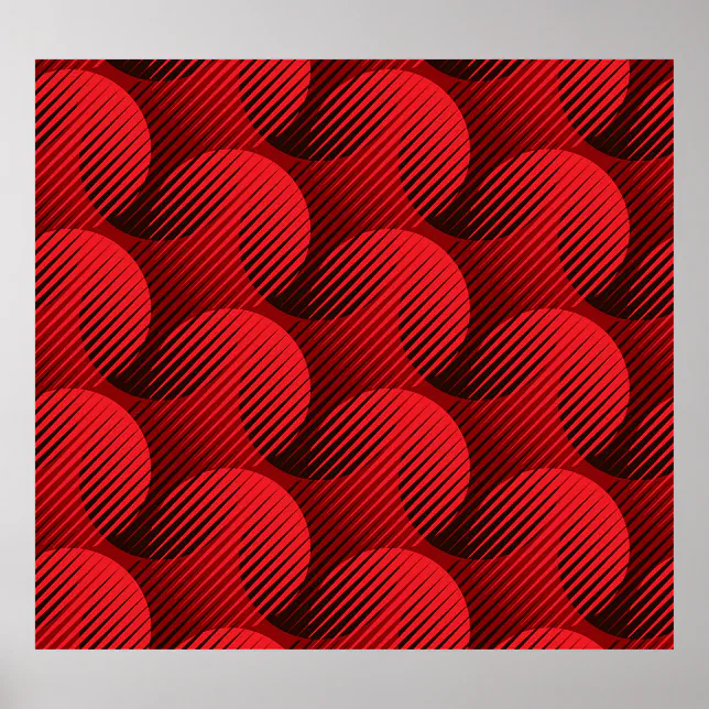 Line Raster Art Red Geometric: Raster Line Art Poster | Zazzle