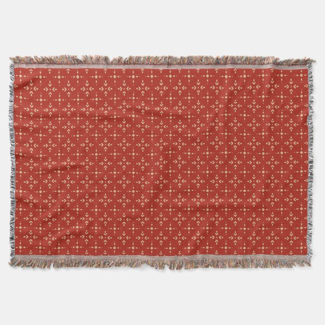 Red Geometric Seamless Pattern Throw Blanket (Front)