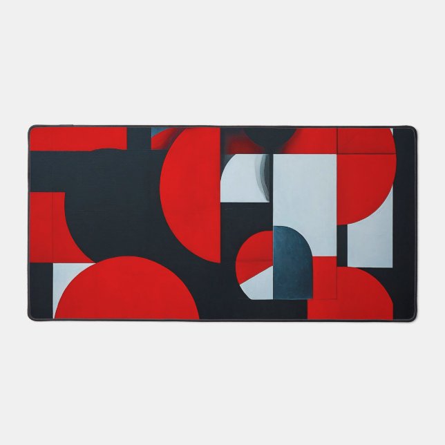 Red geometric shapes desk mat (Front)