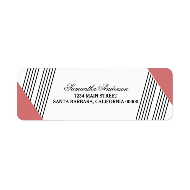 Red Geometric Stripe Address Labels (Front)