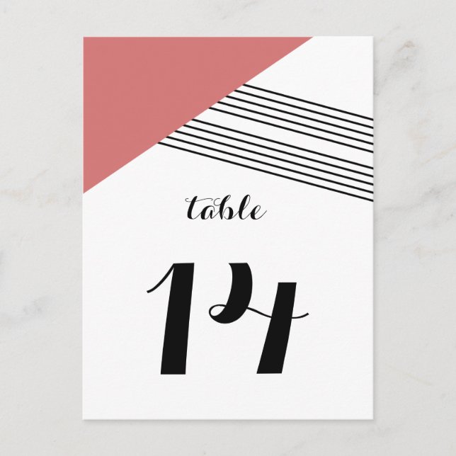 Red Geometric Stripe Table Postcard (Front)