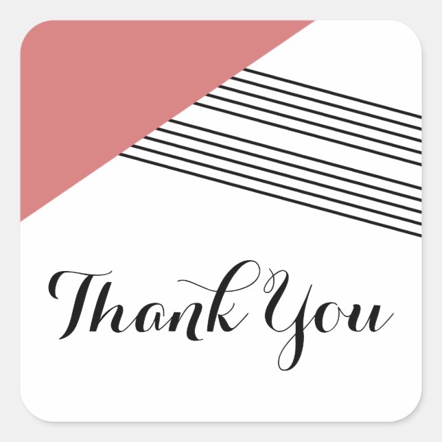 Red Geometric Stripe Thank You Stickers (Front)