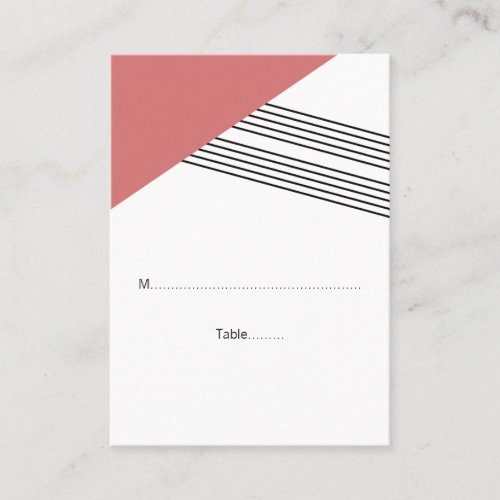 Red Geometric Stripe Wedding Place Cards