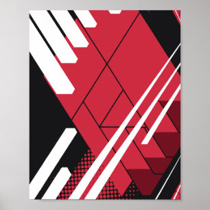 Red Geometric Structure with Shaded Depth Poster