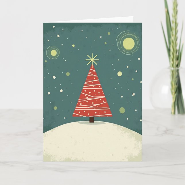 Red Geometric Tree Card (Front)