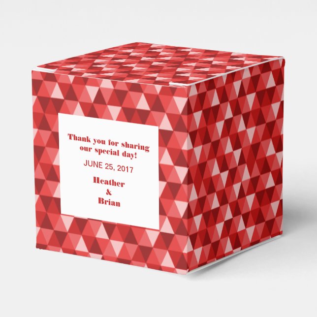 Red Geometric Triangles Favor Box (Front Side)
