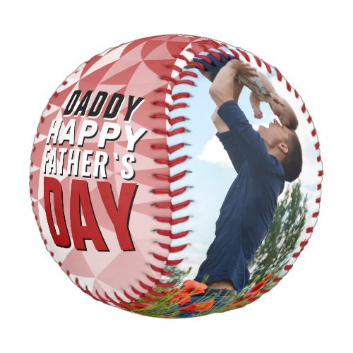 Red Geometrical Happy Fathers Day Photo Collage Baseball