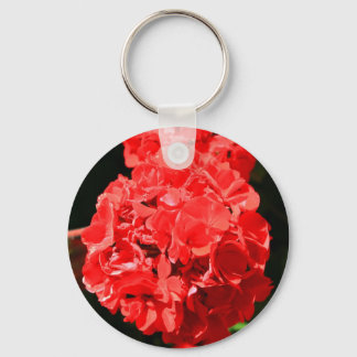 Red Geranium Flower Keychain