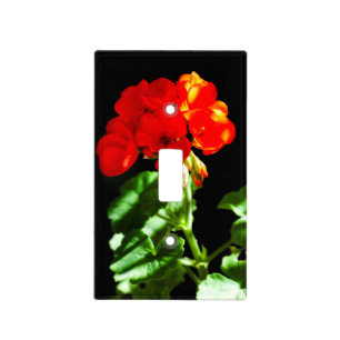 Red geranium flower light switch cover