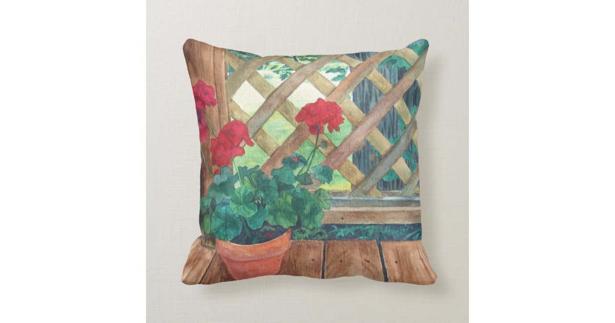 Red Geranium Throw Pillow